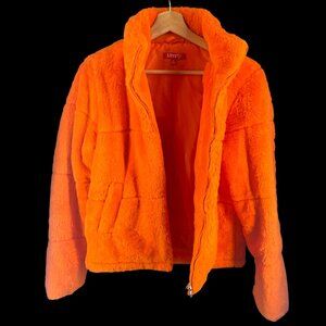 Love 83 Womens Orange Fuzzy Jacket Size M